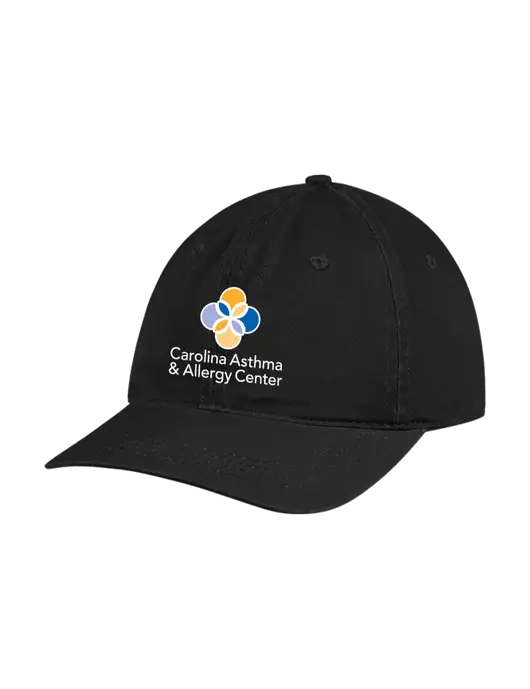 Garment Washed Unstructured Twill Black Cap w/Carolina Asthma Logo