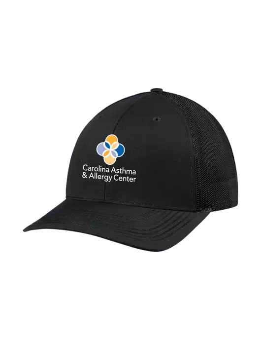 Richardson Adjustable Snapback Original 112 Trucker Cap Black w/Black Mesh w/Carolina Asthma Logo