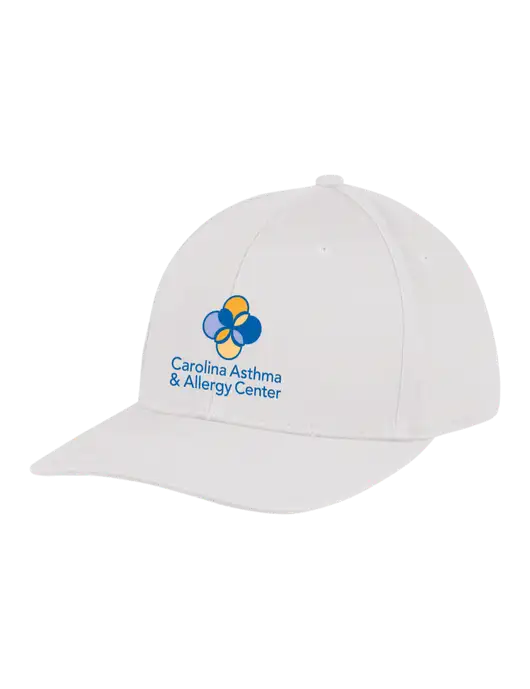 Premium Modern Structured Twill White Snapback Cap w/Carolina Asthma Logo