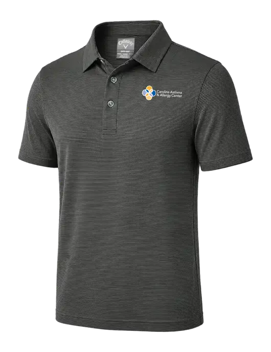 Callaway Black Fine Line Stripe Polo w/Carolina Asthma Logo