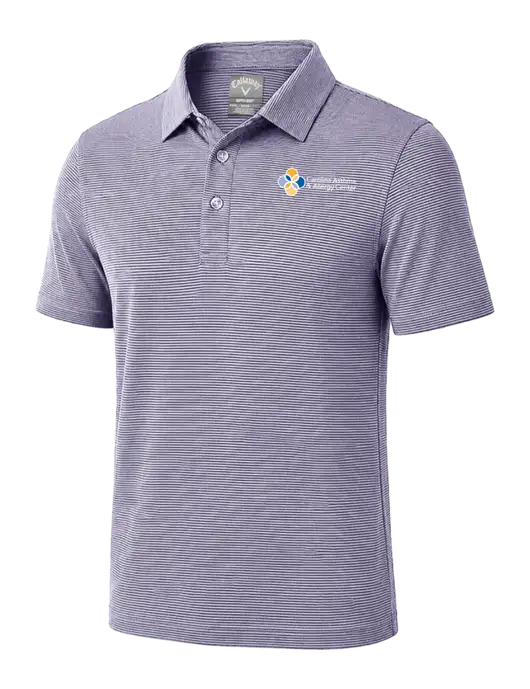 Callaway Navy Fine Line Stripe Polo w/Carolina Asthma Logo