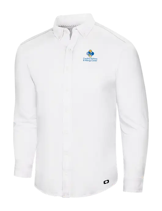 OGIO Bright White Modern Code Stretch Button-Up Shirt w/Carolina Asthma Logo