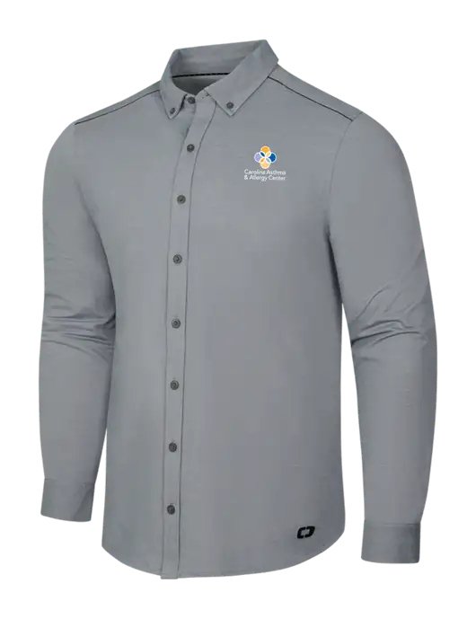 OGIO Medium Grey Heather Modern Code Stretch Button-Up Shirt w/Carolina Asthma Logo