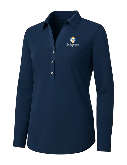 Womens Navy City Stretch Shirt w/Carolina Asthma Logo