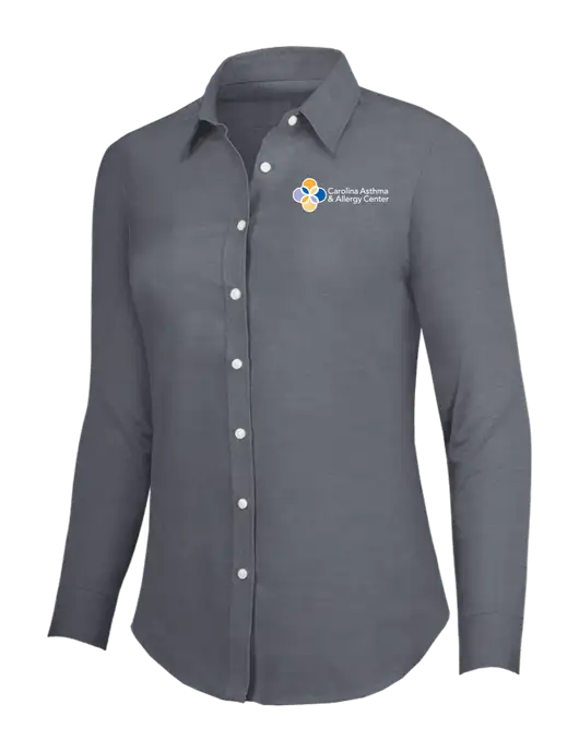 Dark Grey Womens SuperPro Oxford Shirt w/Carolina Asthma Logo