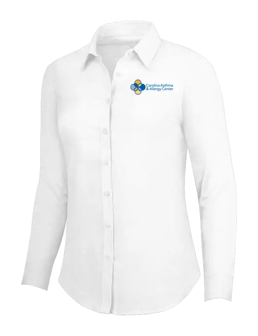 White Womens SuperPro Oxford Shirt w/Carolina Asthma Logo