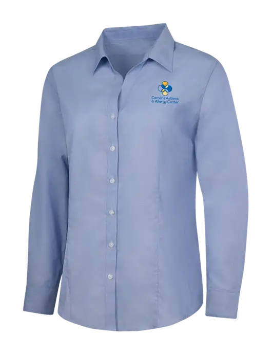 Light Slate Blue Womens Crosshatch Easy Care Shirt w/Carolina Asthma Logo