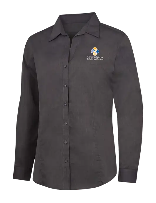 Womens Soft Black Crosshatch Easy Care Shirt w/Carolina Asthma Logo