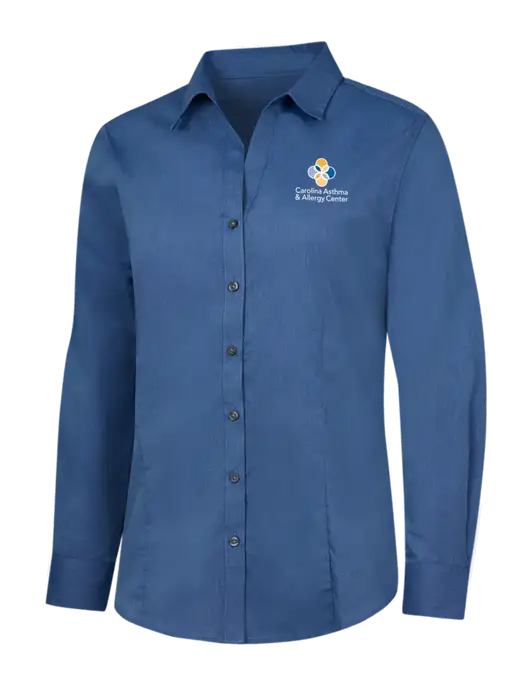 Light Navy Womens Crosshatch Easy Care Shirt w/Carolina Asthma Logo
