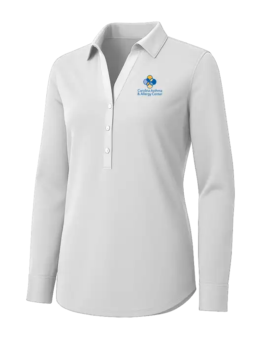 Womens White City Stretch Shirt w/Carolina Asthma Logo