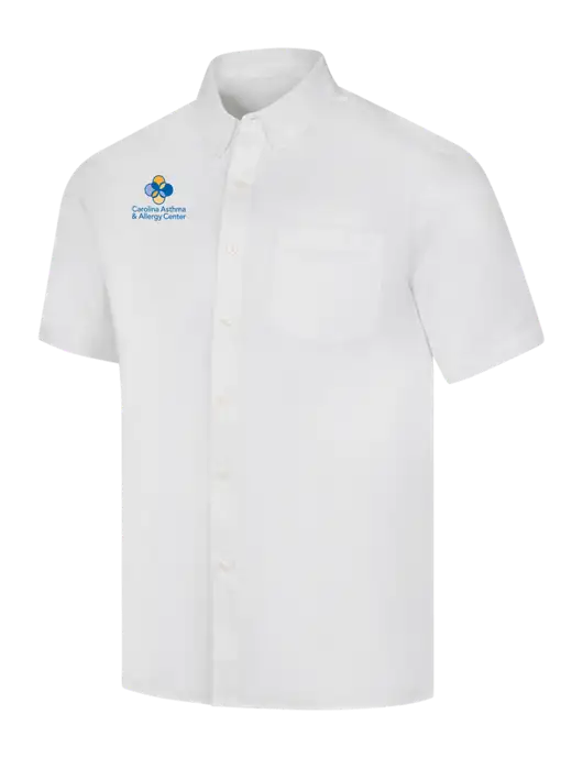 Short Sleeve White Superpro React Twill Shirt w/Carolina Asthma Logo