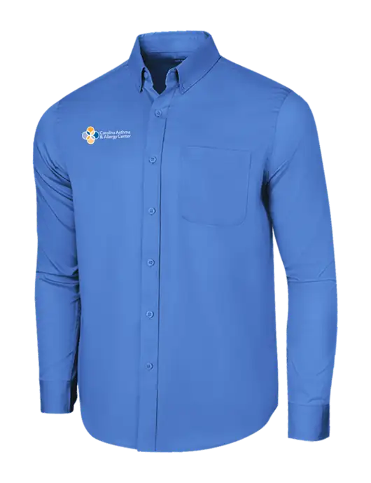Long Sleeve Dark Carolina Blue Superpro React Twill Shirt w/Carolina Asthma Logo