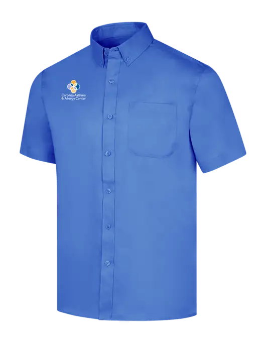 Short Sleeve Dark Carolina Blue Superpro React Twill Shirt w/Carolina Asthma Logo
