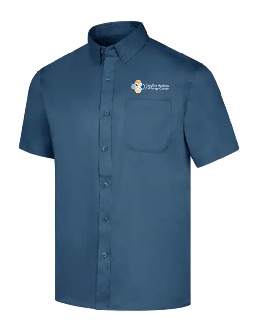 Short Sleeve Light Navy Superpro React Twill Shirt w/Carolina Asthma Logo
