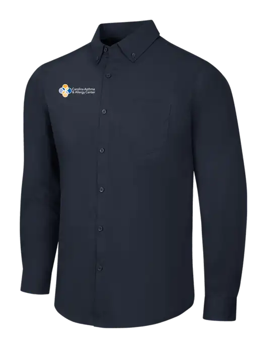 Navy Long Sleeve Carefree Poplin Shirt w/Carolina Asthma Logo