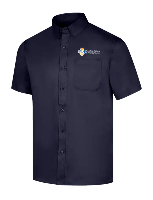 Short Sleeve Navy Superpro React Twill Shirt w/Carolina Asthma Logo