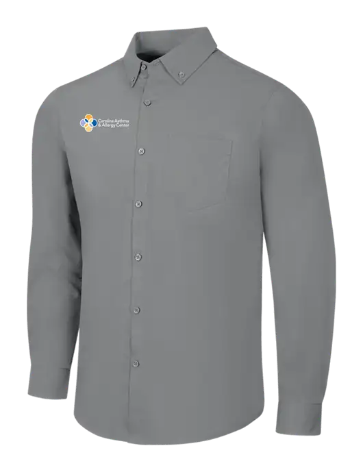 Medium Grey Long Sleeve Carefree Poplin Shirt w/Carolina Asthma Logo