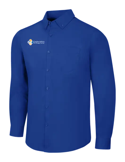Dark Royal Long Sleeve Carefree Poplin Shirt w/Carolina Asthma Logo