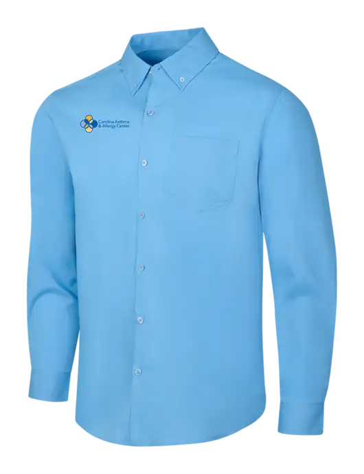 Carolina Blue Long Sleeve Carefree Poplin Shirt w/Carolina Asthma Logo