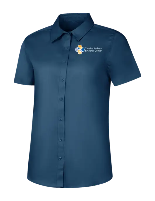 Womens Light Navy Short Sleeve Superpro React Twill Shirt w/Carolina Asthma Logo