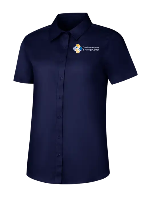 Womens Navy Short Sleeve Superpro React Twill Shirt w/Carolina Asthma Logo