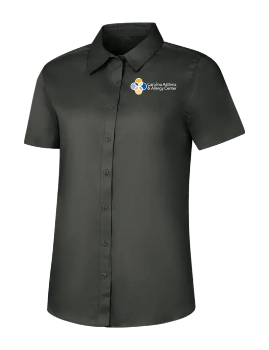 Womens Dark Grey Short Sleeve Superpro React Twill Shirt w/Carolina Asthma Logo