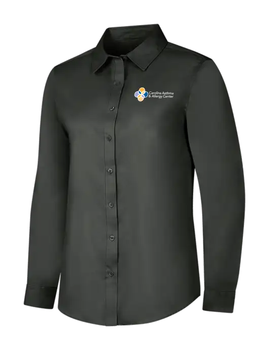 Dark Grey Womens Long Sleeve Superpro React Twill Shirt w/Carolina Asthma Logo