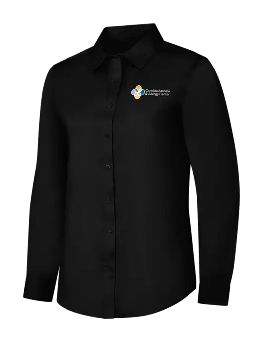 Womens Black Long Sleeve Superpro React Twill Shirt w/Carolina Asthma Logo
