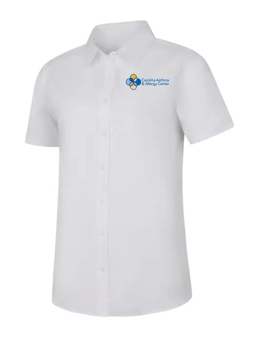 Womens White Short Sleeve Superpro React Twill Shirt w/Carolina Asthma Logo