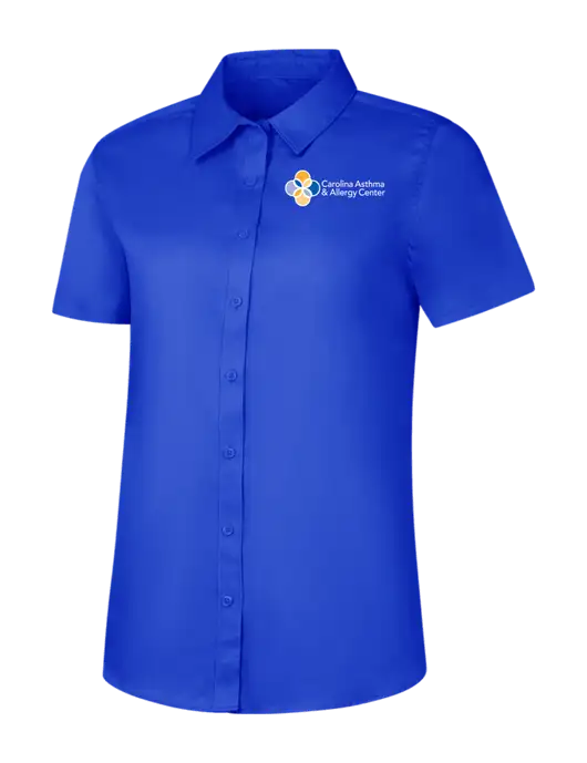 Womens Short Sleeve Dark Royal Superpro React Twill Shirt w/Carolina Asthma Logo