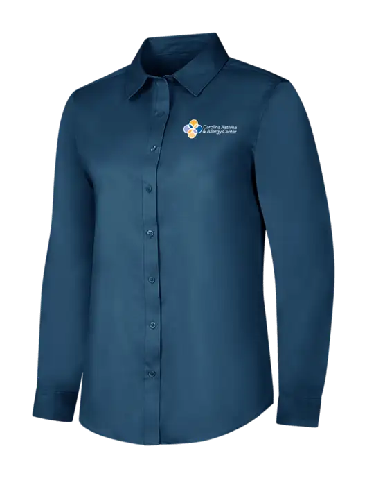 Light Navy Womens Long Sleeve Superpro React Twill Shirt w/Carolina Asthma Logo