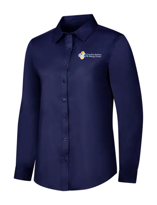 Navy Womens Long Sleeve Superpro React Twill Shirt w/Carolina Asthma Logo