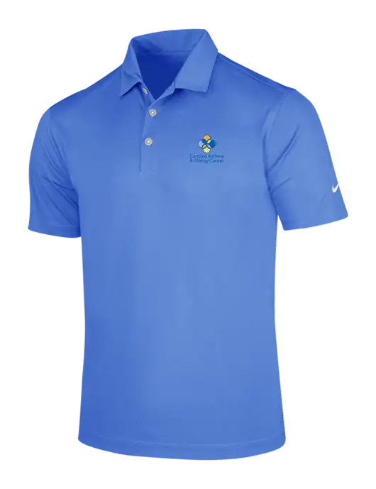 NIKE Light Royal Blue Dri-Fit Vertical Mesh Polo w/Carolina Asthma Logo