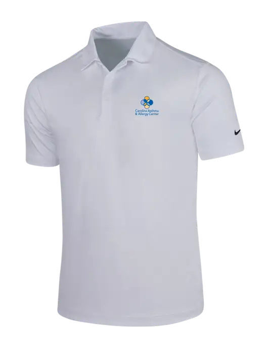 NIKE White Dri-Fit Vertical Mesh Polo w/Carolina Asthma Logo