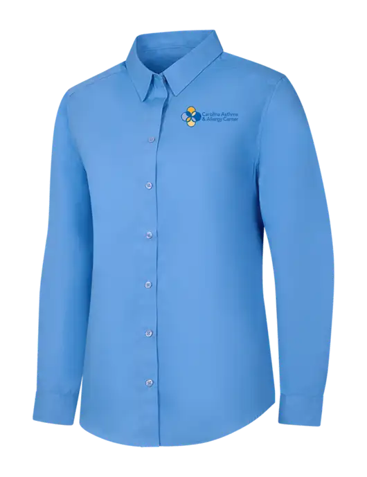 Womens Carolina Blue Long Sleeve Carefree Poplin Shirt w/Carolina Asthma Logo