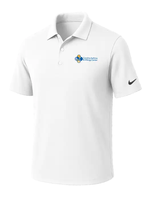 NIKE White Dri-Fit Micro Pique Polo w/Carolina Asthma Logo