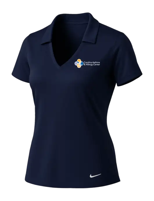 NIKE Dark Navy Womens Dri-Fit Vertical Mesh Polo w/Carolina Asthma Logo