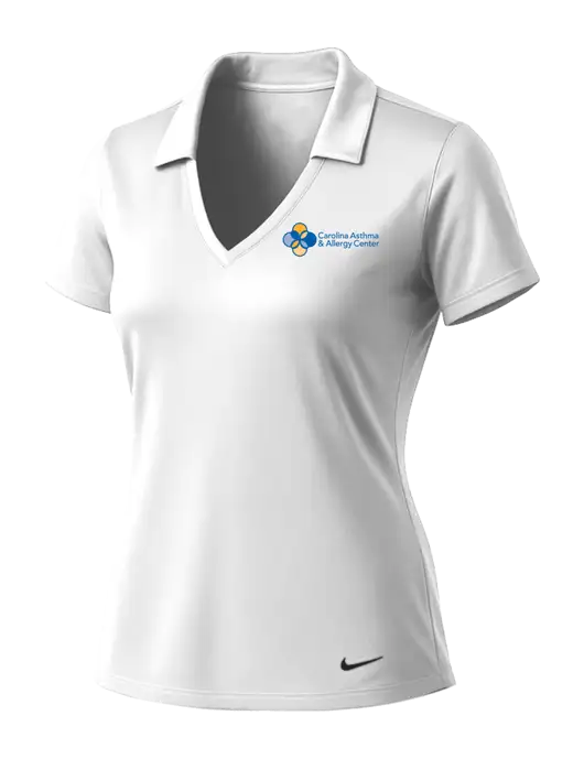 NIKE White Womens Dri-Fit Vertical Mesh Polo w/Carolina Asthma Logo