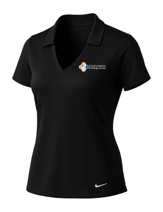 NIKE Black Womens Dri-Fit Vertical Mesh Polo w/Carolina Asthma Logo
