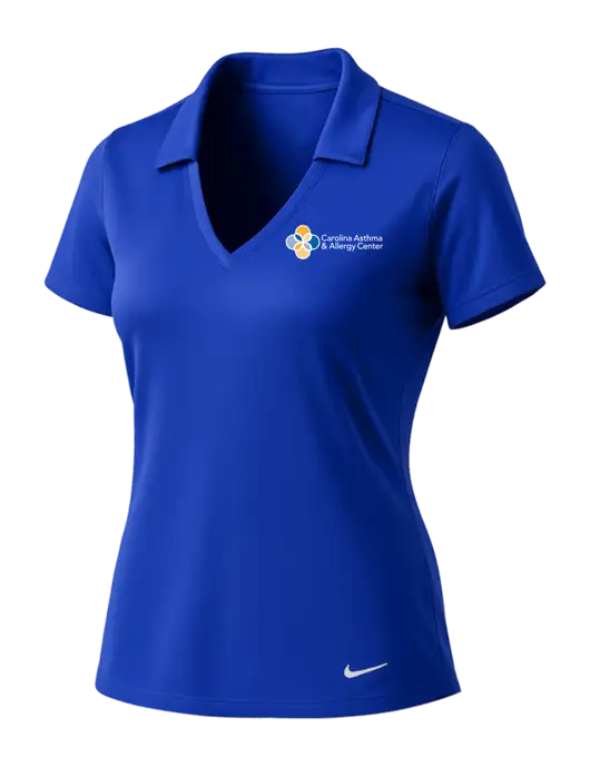 NIKE Dark Royal Womens Dri-Fit Vertical Mesh Polo w/Carolina Asthma Logo