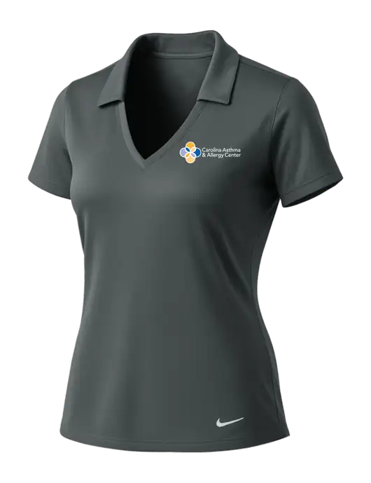 NIKE Dark Grey Womens Dri-Fit Vertical Mesh Polo w/Carolina Asthma Logo