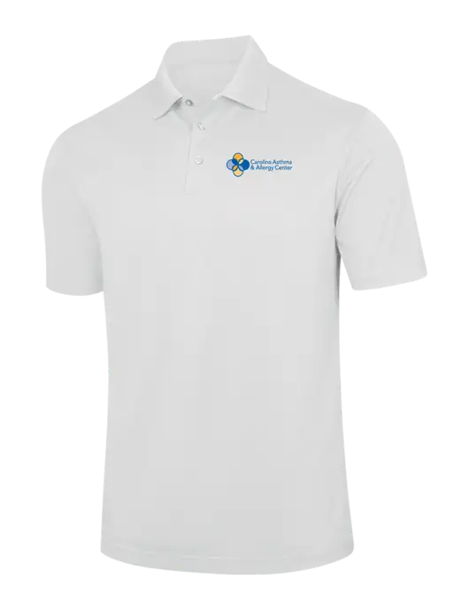 White Performance Fine Jacquard Polo w/Carolina Asthma Logo