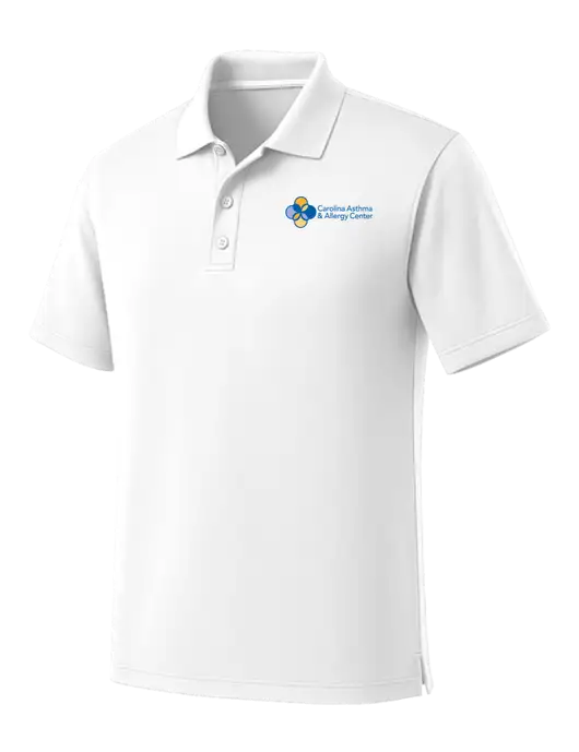 White Dry Zone UV Micro Mesh Polo w/Carolina Asthma Logo