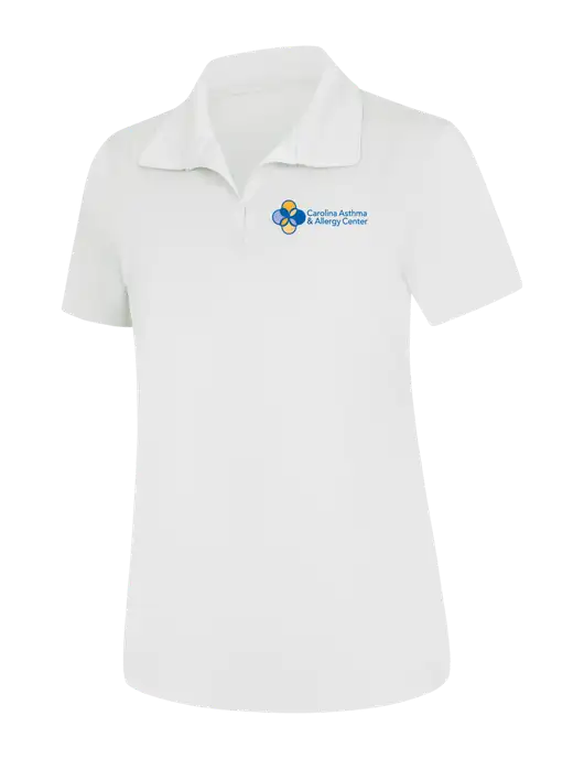 Womens White Micropique Sport-Wick Polo w/Carolina Asthma Logo