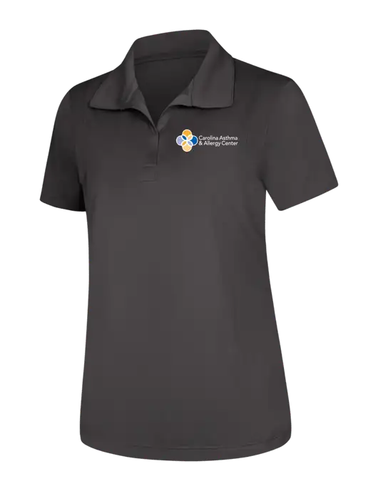 Womens Dark Grey Micropique Sport-Wick Polo w/Carolina Asthma Logo