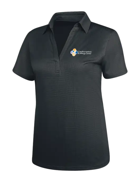 Dark Grey Womens Performance Fine Jacquard Polo w/Carolina Asthma Logo
