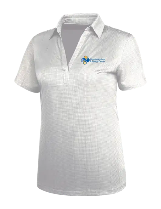 White Womens Performance Fine Jacquard Polo w/Carolina Asthma Logo