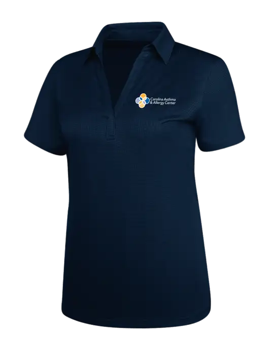 Navy Womens Performance Fine Jacquard Polo w/Carolina Asthma Logo