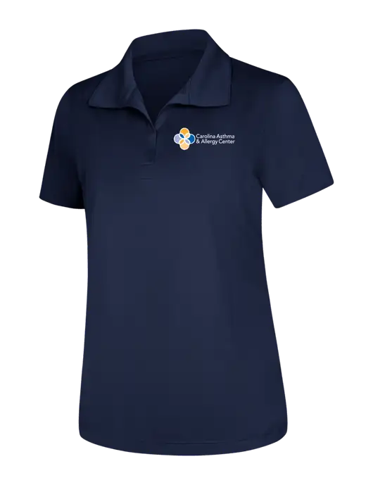 Womens Navy Micropique Sport-Wick Polo w/Carolina Asthma Logo