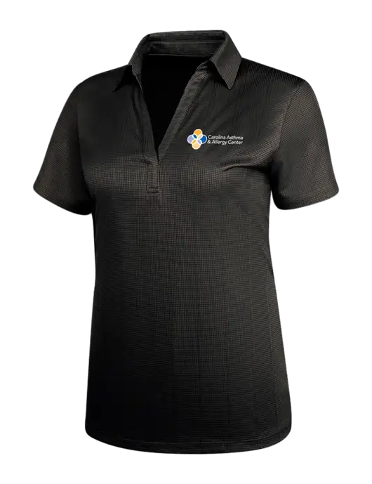 Black Womens Performance Fine Jacquard Polo w/Carolina Asthma Logo